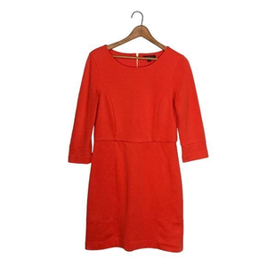 Banana Republic 4 Orange Pique Cotton Blend Exposed Zip Back Sheath Dress Career